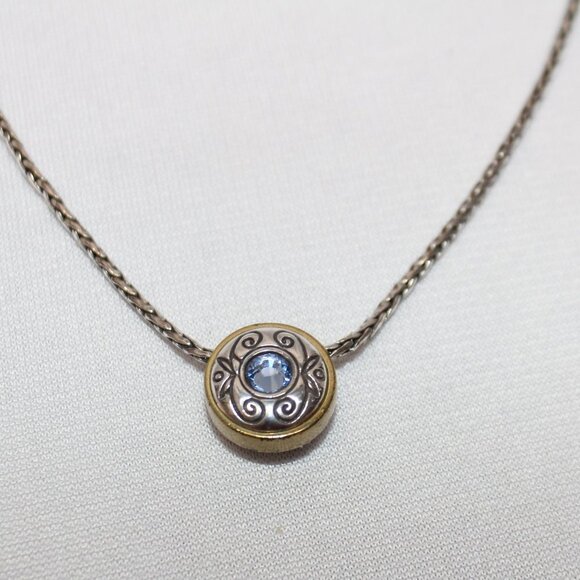 RETIRED Brighton 16"-18" Blue Crystal Round Decorative Bezel Slide Necklace - Picture 1 of 12